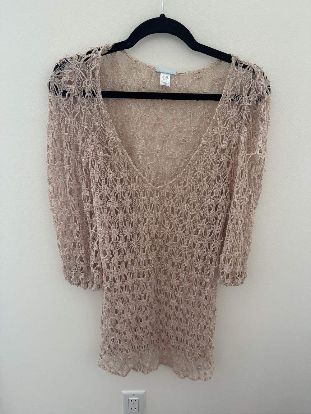 Eberjey Crochet Knit Swim Coverup in Taupe